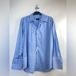 Ike Behar Blue Textured ‎ Dress Shirt 17L 100% Cotton